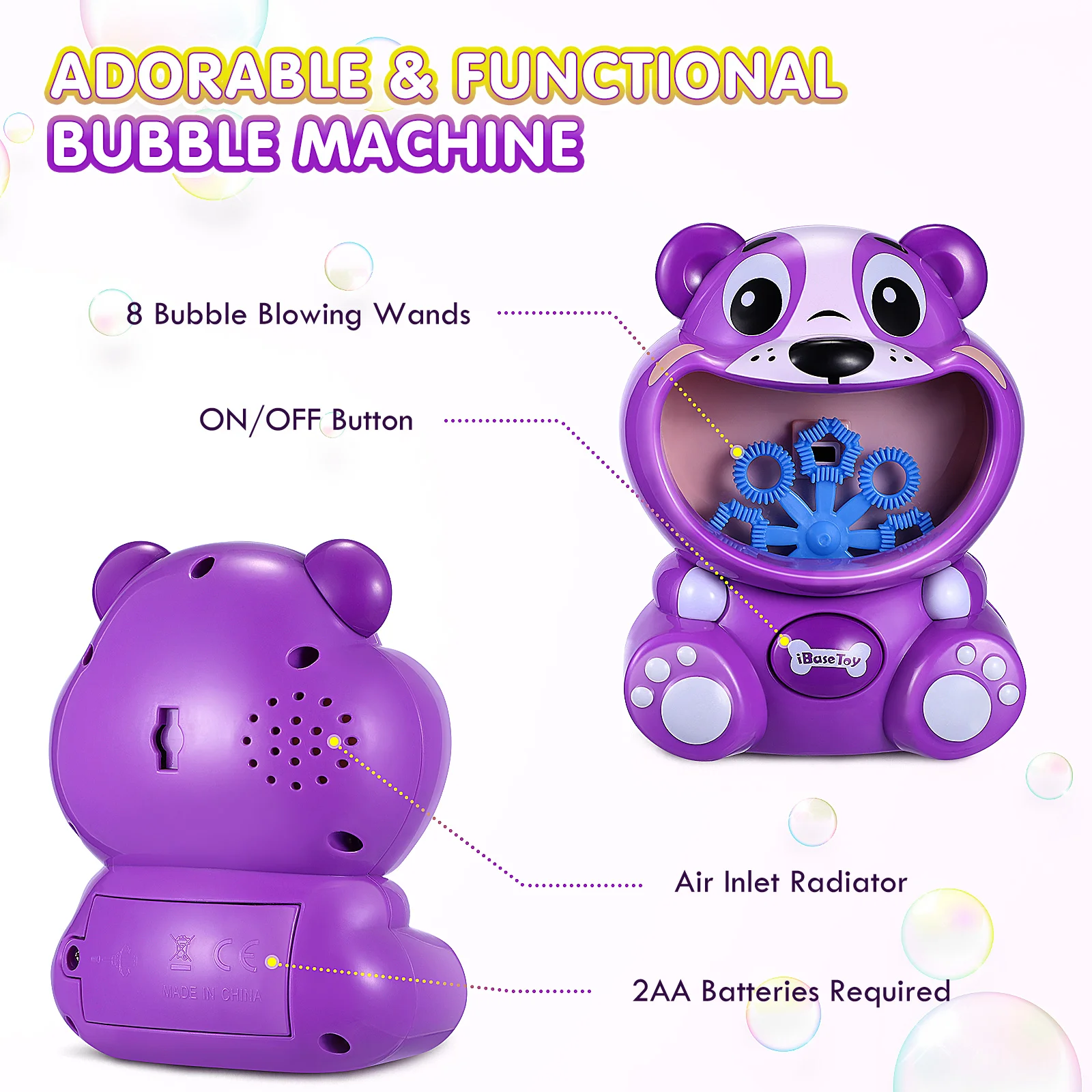 

iBaseToy Automatic Battery Operated Party Game Gift Bubble Machine Bubble Blower