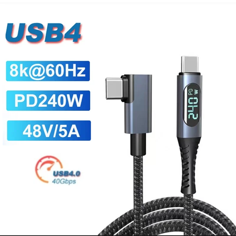 

USB4 Thunderbolt3 40Gbps Data Line with Power Display Type-C 240W PD Fast Charging Cable 8K@60Hz for USB-C Macbook Laptop Phones