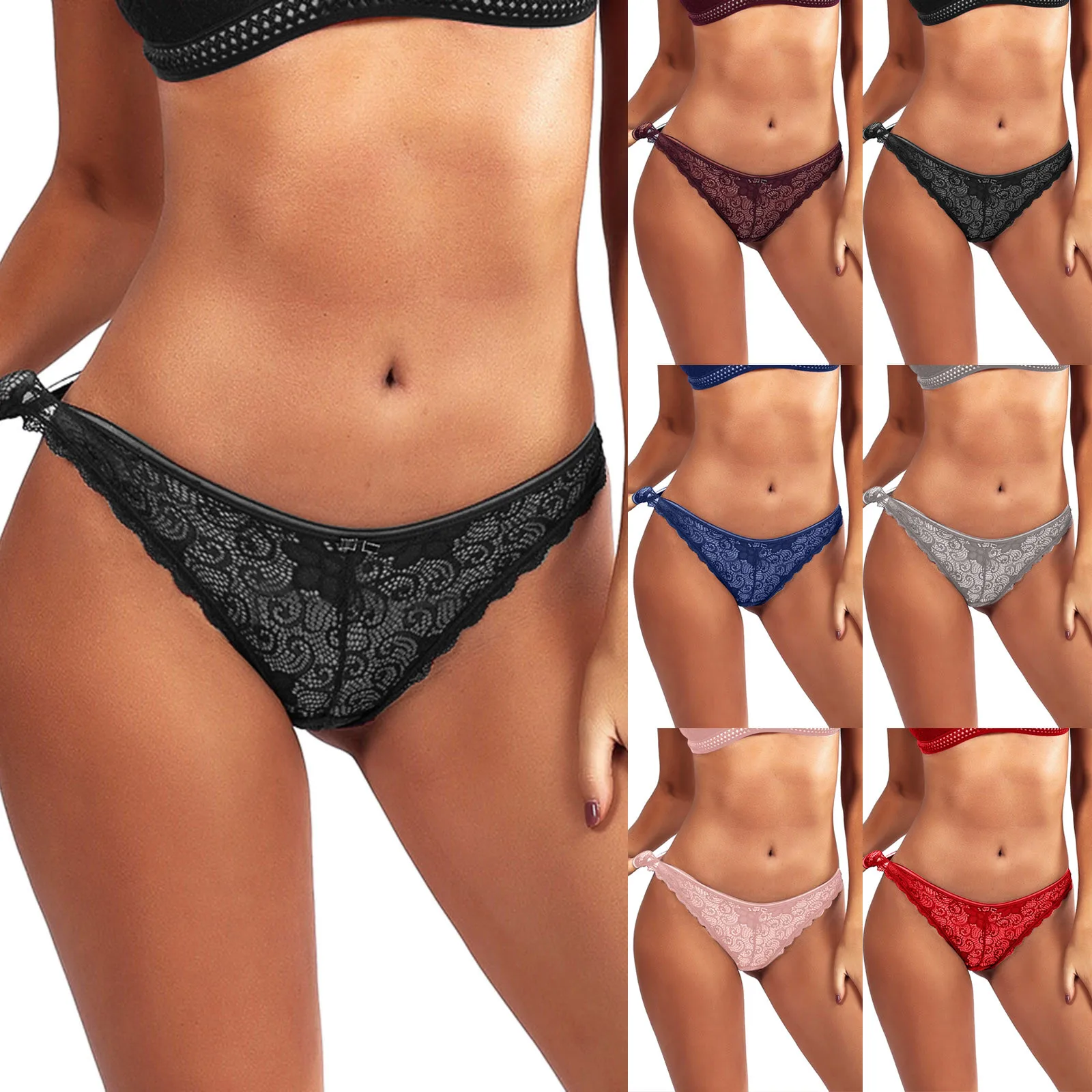 

Новые популярные трусики для женщин, сексуальные кружевные трусики со шнуровкой, сексуальные кружевные вышитые стринги, новинка 2022