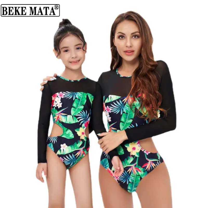 

BEKE MATA Family Matching Mom And Daughter Clothes 2022 Summer Leaf Swimsuit Mother Daughter Bikini Family Look Swimwear Set