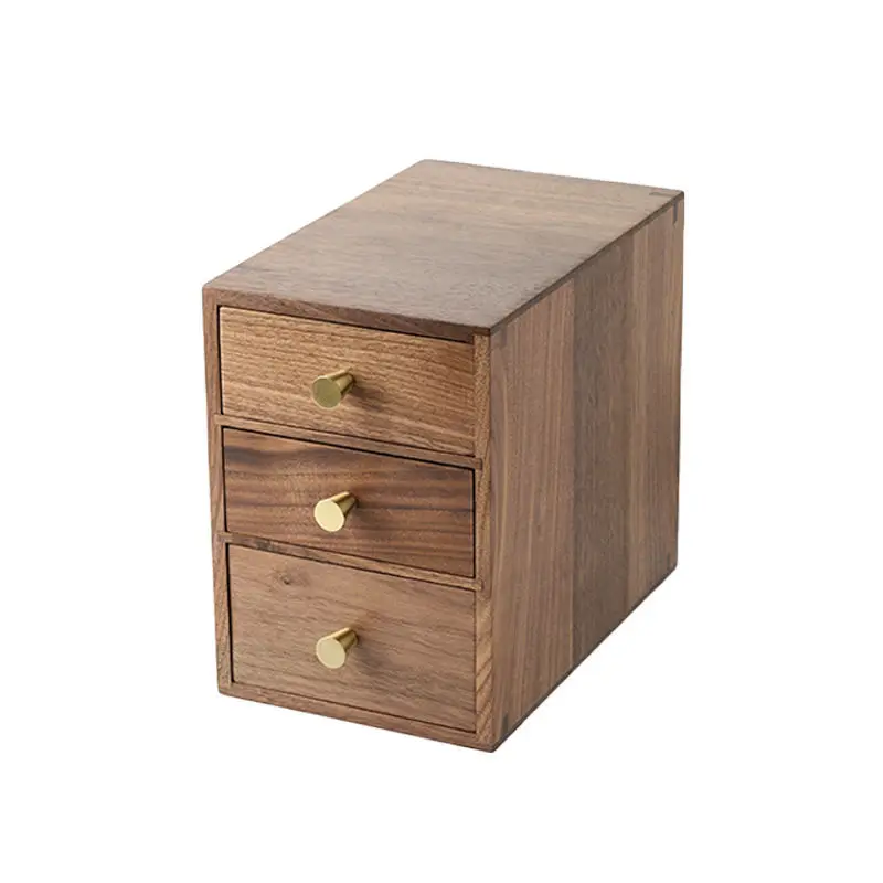 

Solid wood drawer desktop storage box black walnut small wooden cabinet porch storage compartmental sundries small box