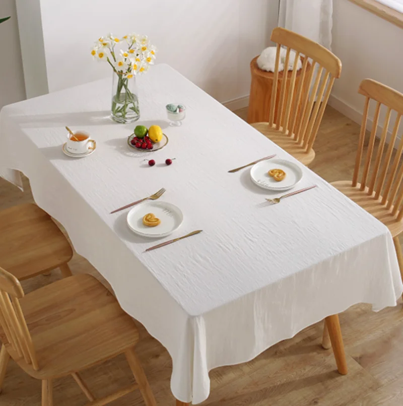 

Скатерть из 100% хлопка, сплошной цвет, простота, плиссированная хлопковая скатерть, чехол для стола, ресторан, кухня, вечеринка, праздничное украшение стола