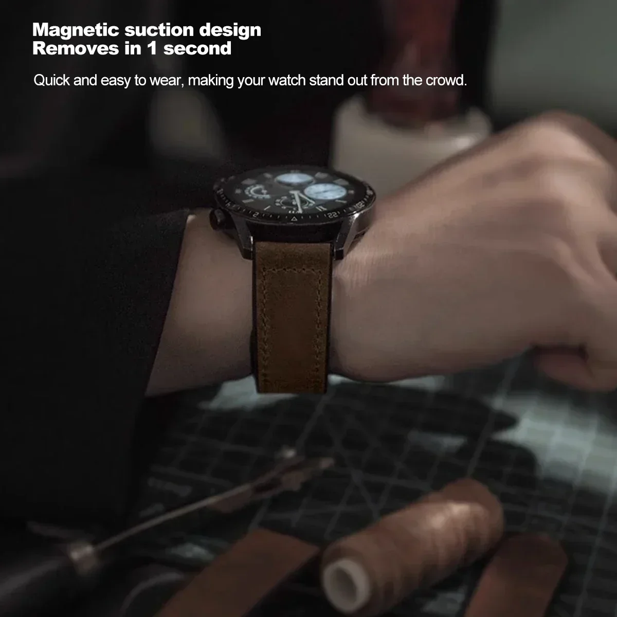 Кожаный Ремешок Для Часов Samsung Galaxy Watch 6 5 4 Active 2 Gear S3 Huawei GT4 3 20 Мм/22 Мм С Магнитной