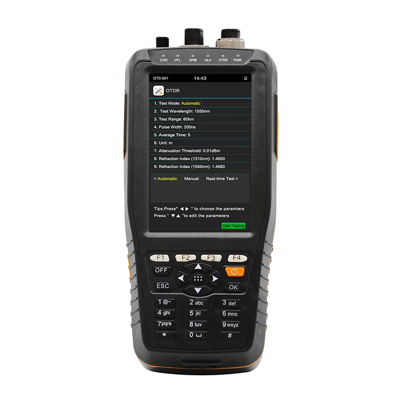 0-60km TM290 Smart Handy OTDR 1310/1550nm Optical Power Meter : -70~+10dbm or -50~+26dbm portable fiber fault locator