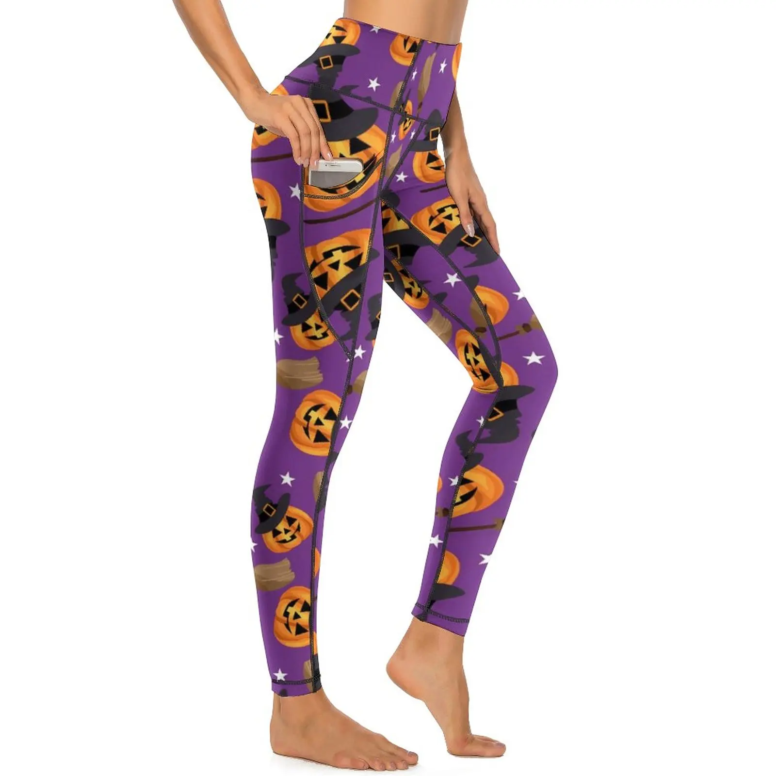 

Watercolor Pumpkin Yoga Pants Halloween Print Custom Leggings Push Up Workout Gym Leggins Women Elegant Quick-Dry Sports Tights