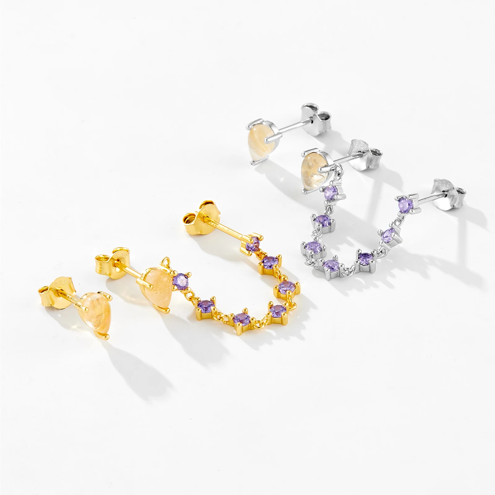 Серьги-гвоздики ANDYWEN из стерлингового серебра 925 пробы с искусственным