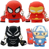 marvel hero spider man iron man black panther steve rogers silica gel girl crossbody pack coin purse lady key bag gift prize