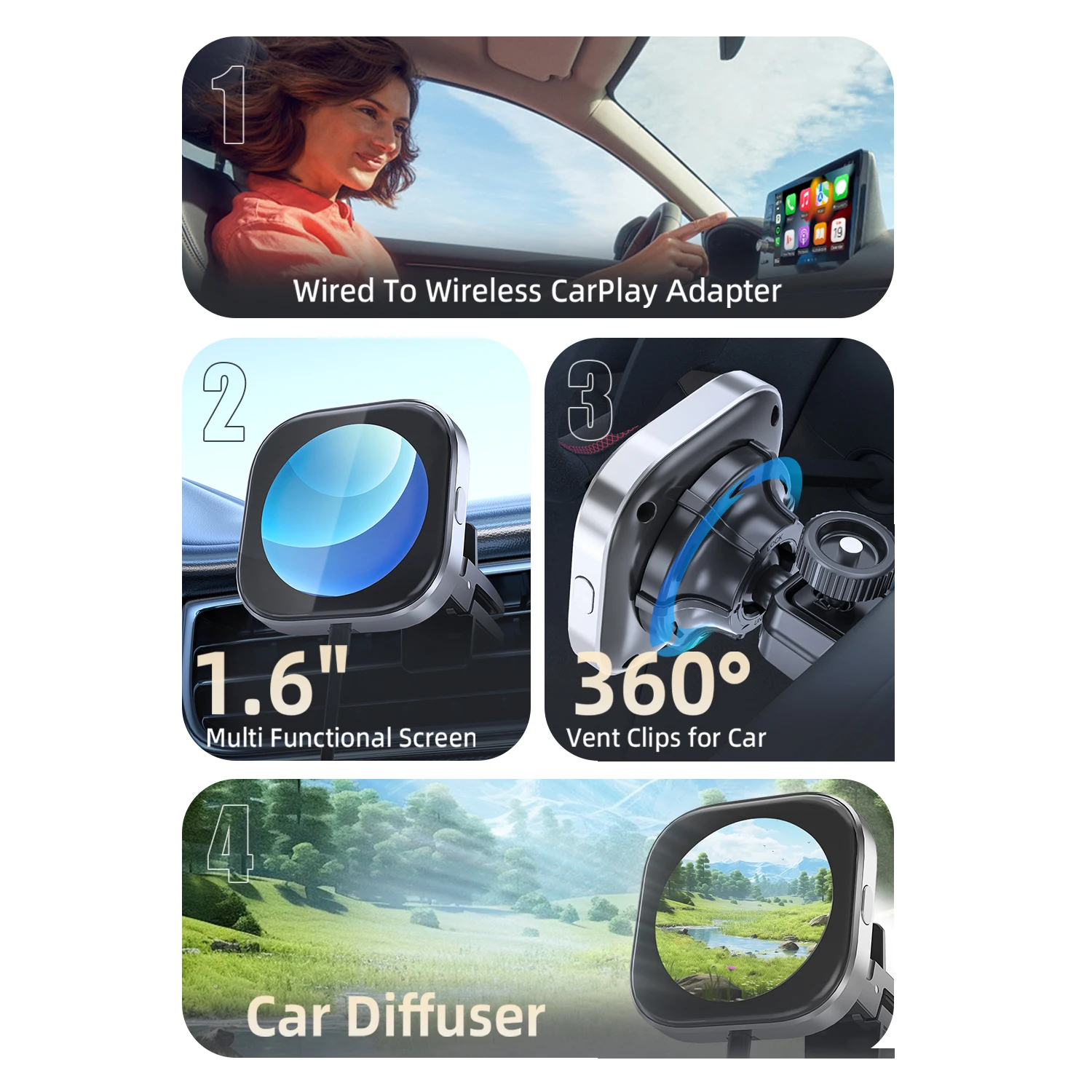 Оттомический зажим CarPlay беспроводной адаптер с автомобильным расширителем