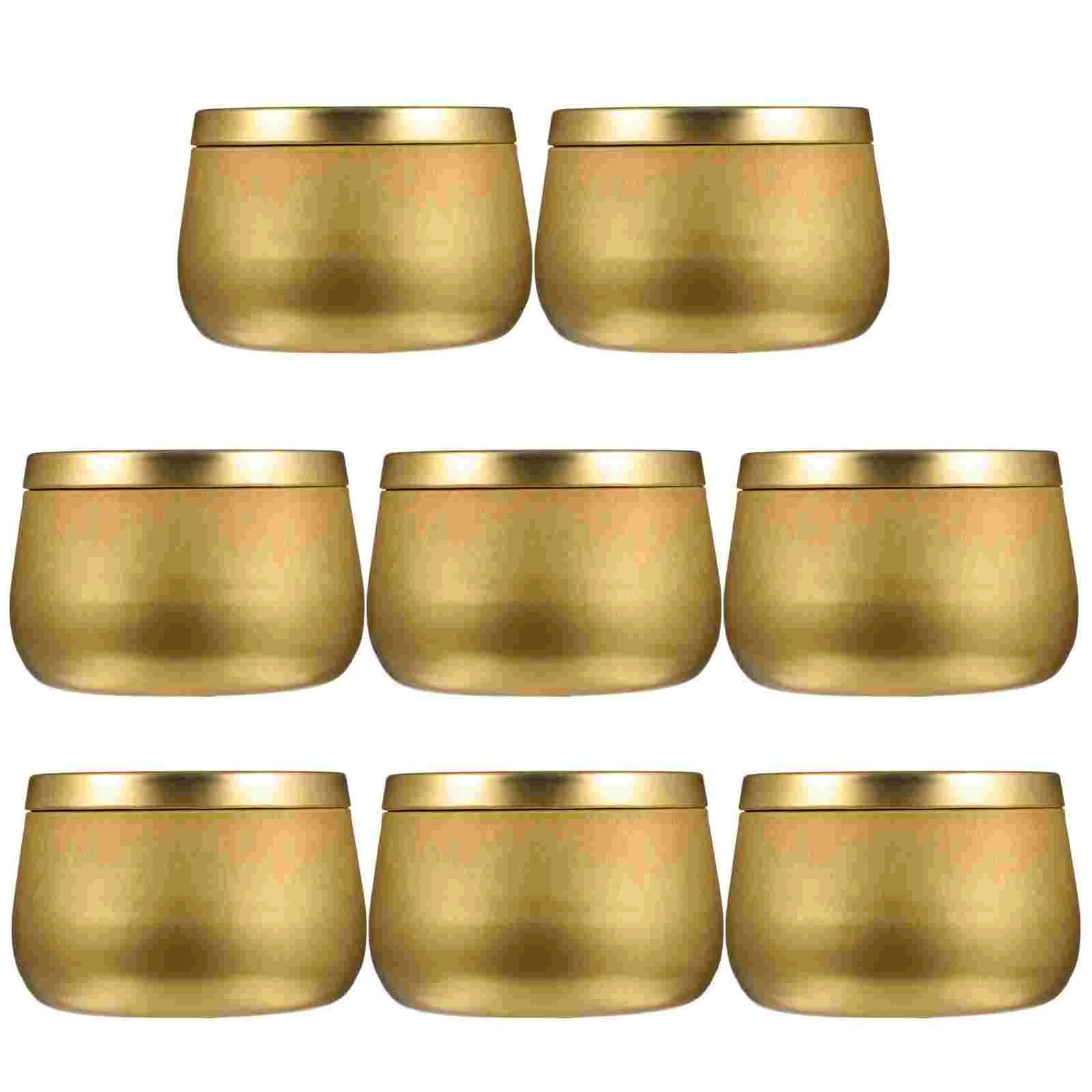 

8 Pcs Screw Cap Belly Storage Jar Travel Food Containers Lids Bulk Gifts Tinplate Tea Glass bottle