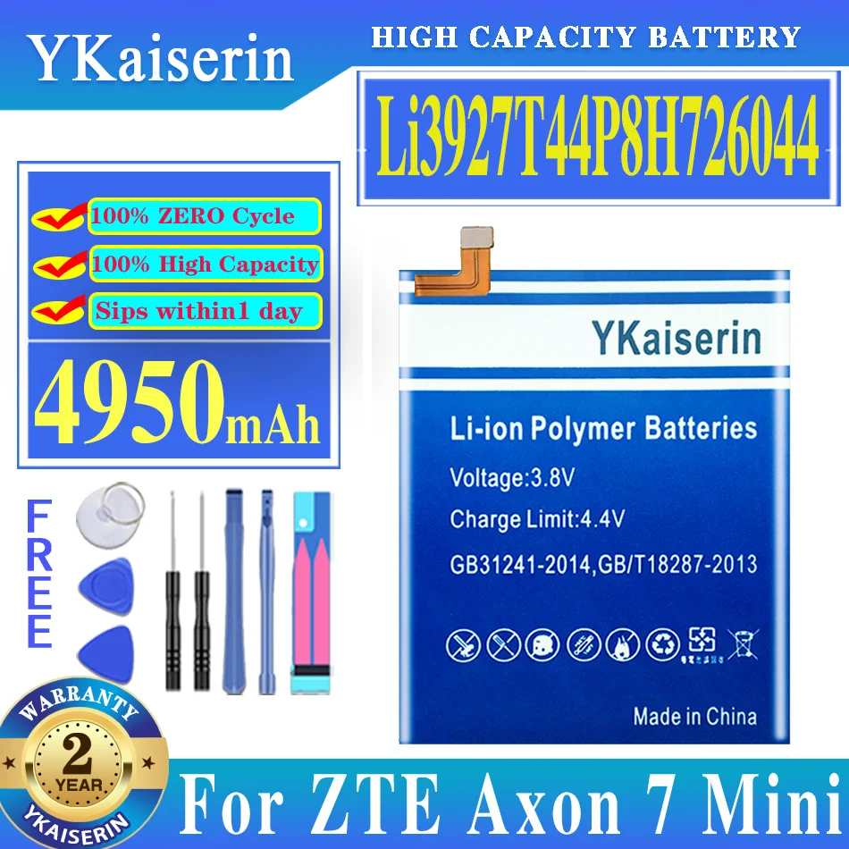 

YKaiserin 4950mAh Li3927T44P8h726044 Battery For ZTE Axon 7 Mini 5.2inch BATTERY + Track NO