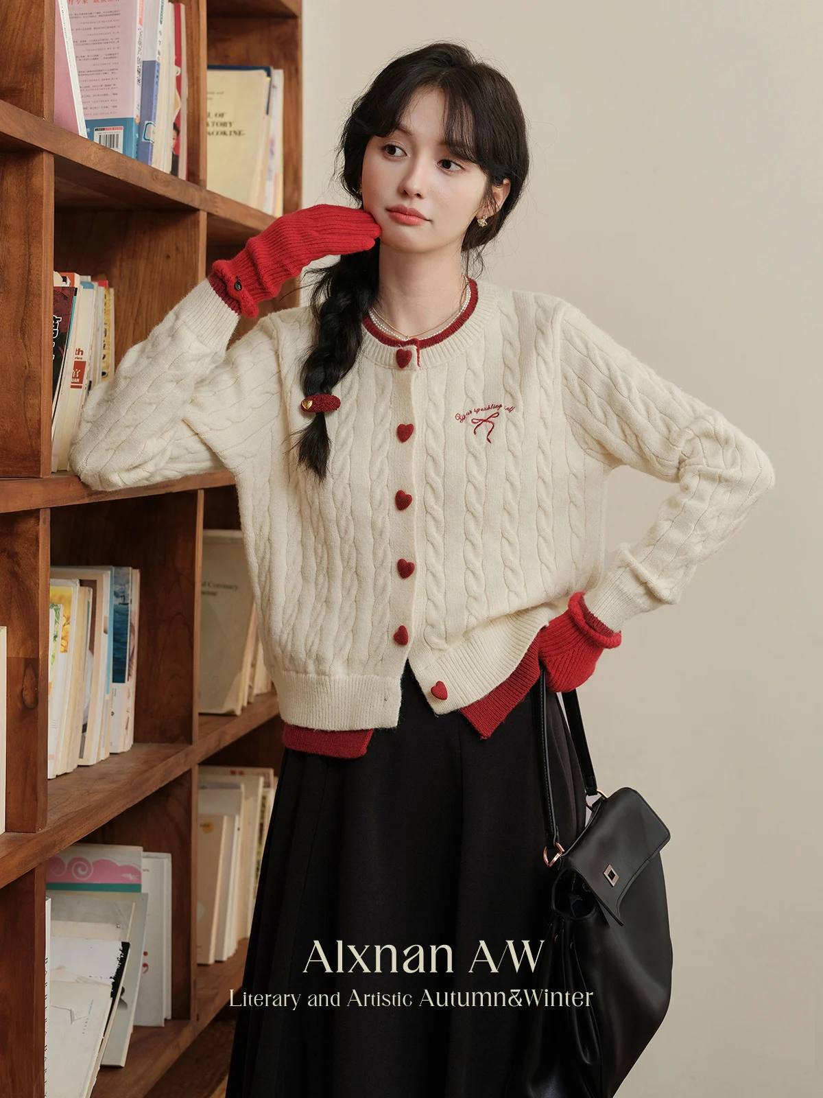 ALXNAN женские милые искусственные кардиганы из 2 предметов модный свободный свитер