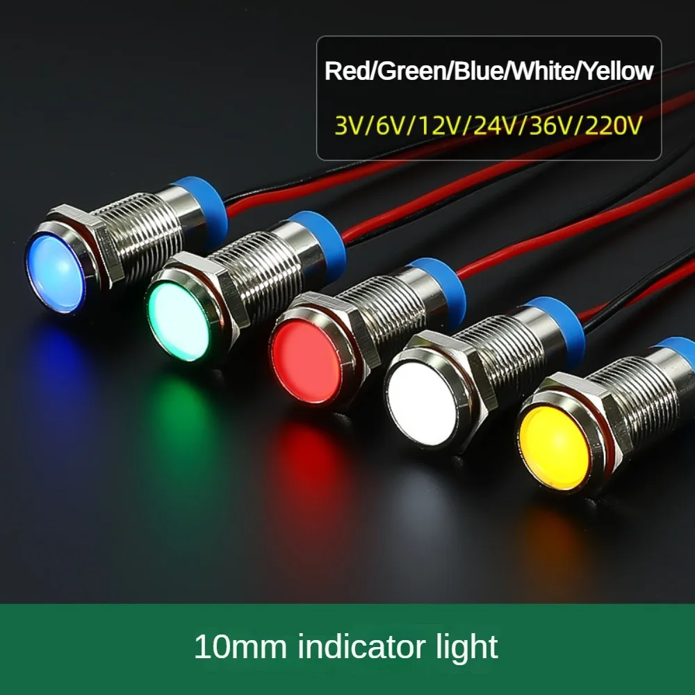 

Металлическая светодиодная сигнальная лампа-индикатор 6/8/10/12 мм, водонепроницаемая IP65, сигнальная лампа-индикатор, пилотный переключатель, 3В 6В 12В 24В 220В, красная, зеленая, синяя