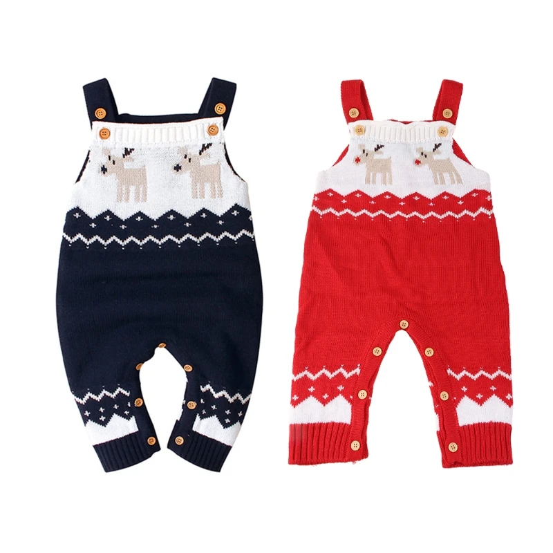 

Baby Christmas Sweater Romper Spring Autumn Knit Cartoon Reindeer Outfit Jumpsui