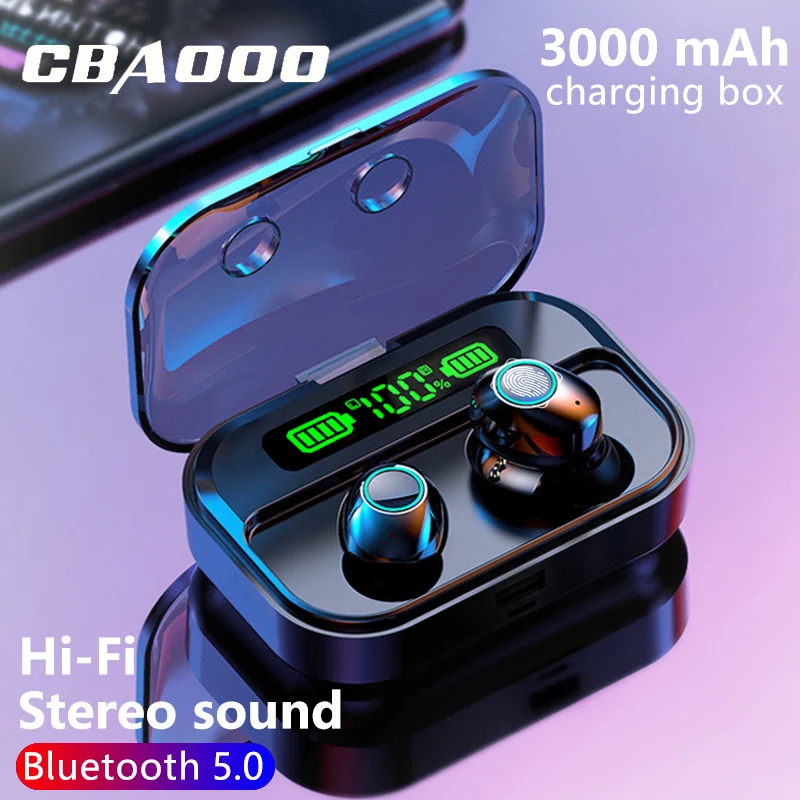 

TWS Wireless Bluetooth 5.1 Earphones 3000mAh Charging Box Headphone 9D Stereo Sports Waterproof Earbuds Headsets With Microphone
