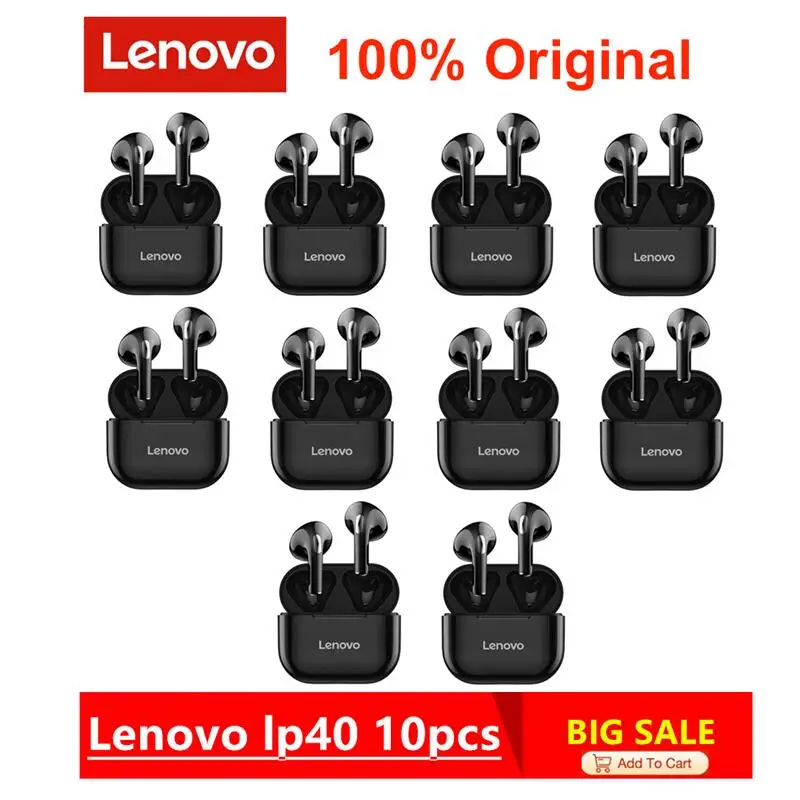 

Lenovo LP40 Wireless Headphone TWS Bluetooth 5.0 Earphones Dual Stereo Noise Reduction Bass Headset Touch Control Earbuds 300mAH