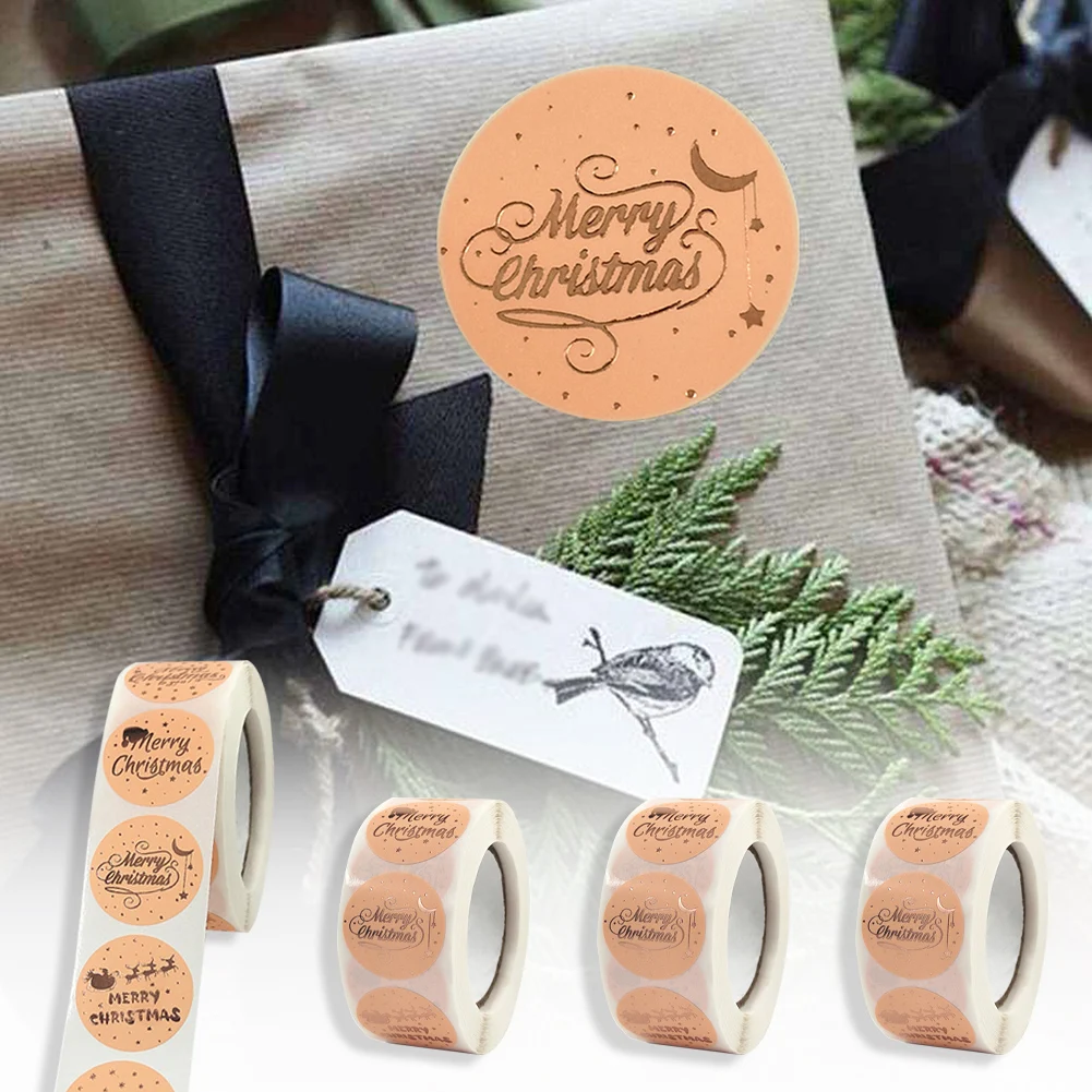 

500pcs Christmas Theme Seal Labels Stickers For DIY Gift Baking Package Envelope 2.5x2.5cm 2023 New Year Stationery Decoration