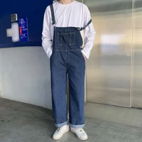 5xl denim suspender pants men straight baggy jumpsuit blue jeans spring summer overalls oversized korean fashion man y2k clothes