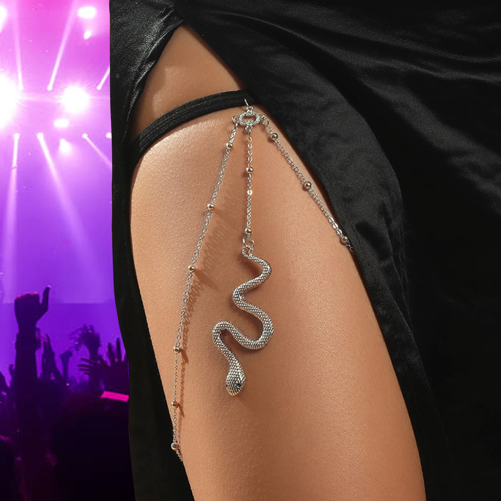 Цепочка со змеиным плетением для ног эластичная цепь на бедро девушек