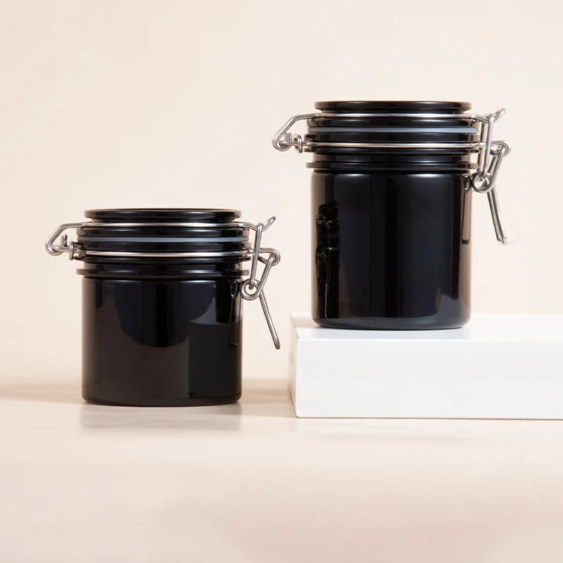 250 мл круглые черные пластиковые герметичные банки для ванны бутылка соли