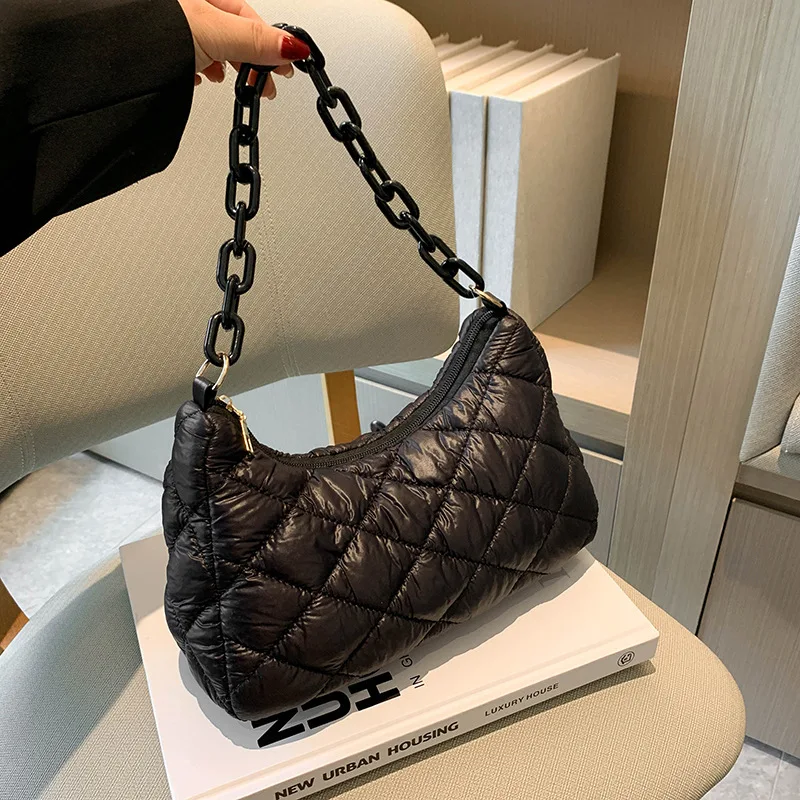 New Arrival Underarm Shoulder Bag for Women Chains Decor Totes Bag Soft PU Leather Handbag Purse