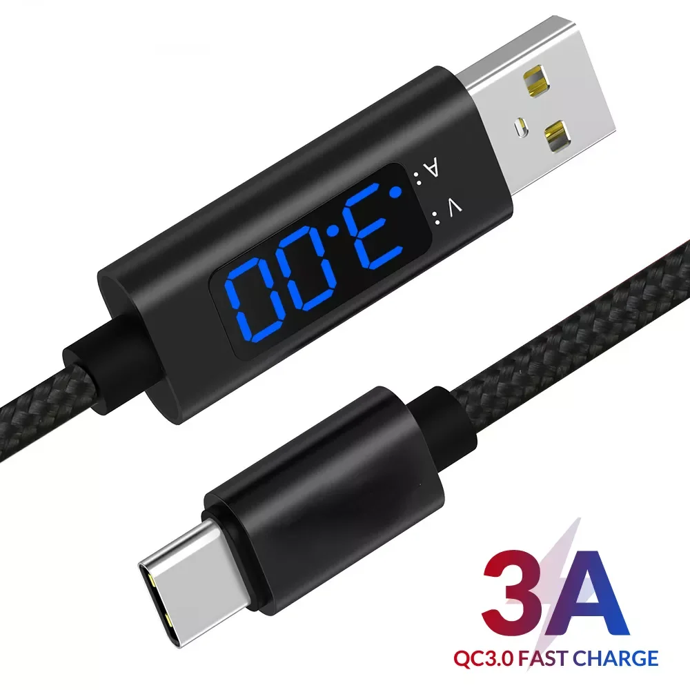

2023NEW AC27 Micro USB & USB Type C 3A Fast Charging USB C With Digital Display Mobile