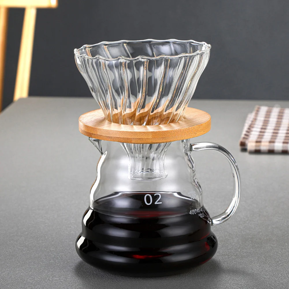 

Coffee Dripper Immersion Glass Funnel Pour Over Coffee Maker with Wooden Base Slow Brewing Accessories Filter Paper Not Included