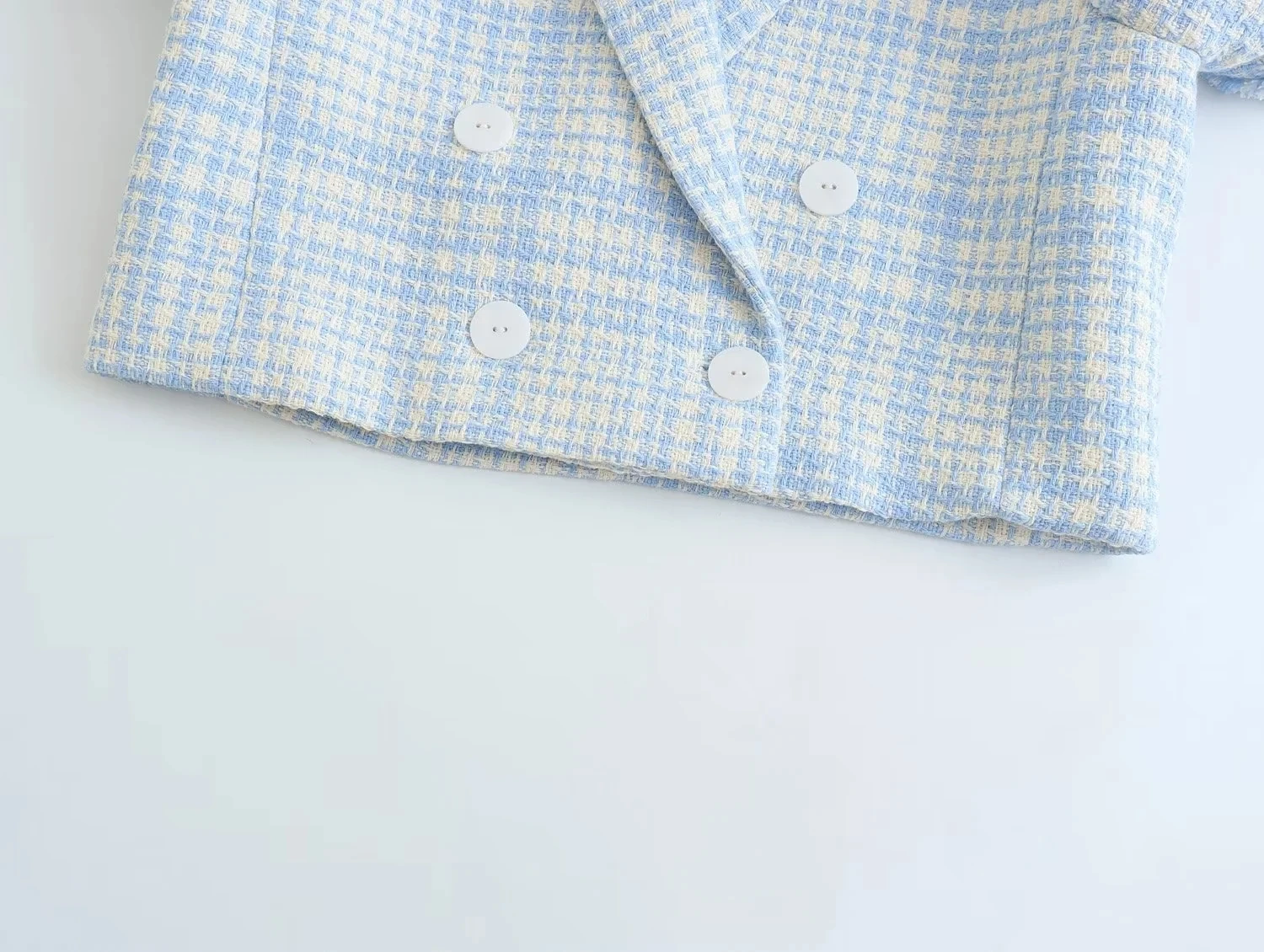 Jenny&Dave 2023 Autumn High Street Retro Plaid Double Breasted Woolen Short Jacket Casual Blazers Women