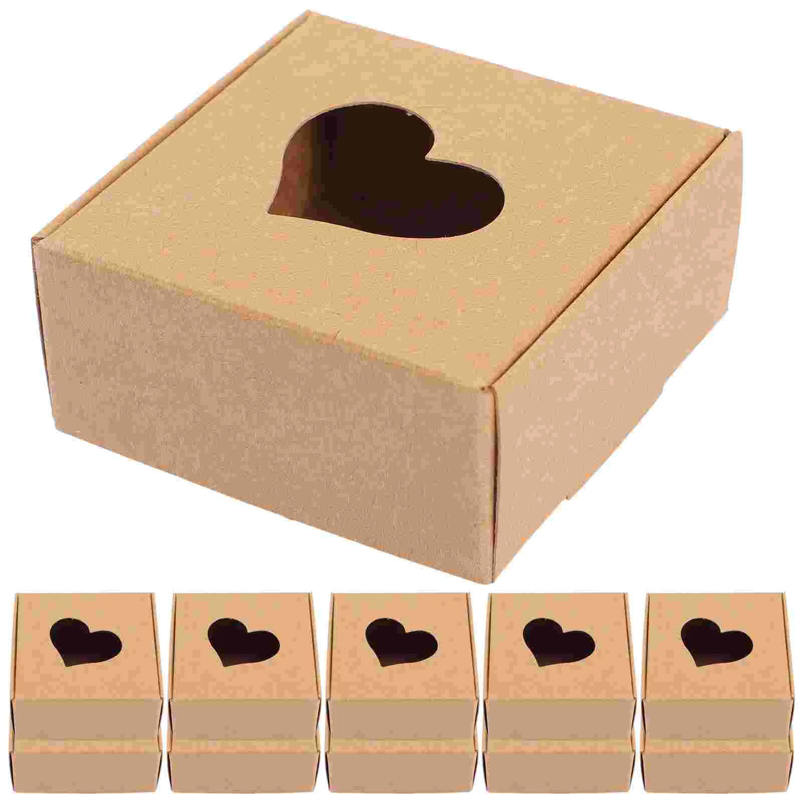 

Boxes Gift Box Kraft Packaging Paper Soap Mini Cardboard Homemade Cake Heart Treat Paperboard Jewelry Package Present Wrapping
