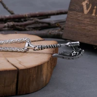 vintage viking warrior rune axe necklace mens glamour hip hop pendant with stainless steel chain viking jewelry gift