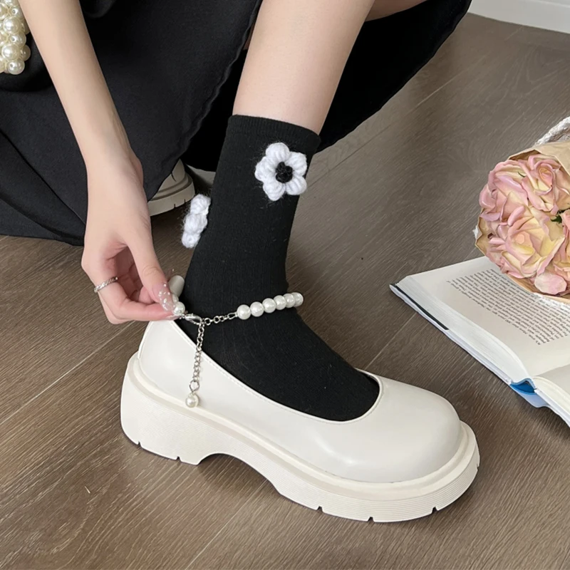 

Women String Bead Mary Jane Shoes 2022 Summer New Sweet Lolita Pumps Sandals Fashion Round Toe Party Dress Walking Women Shoes