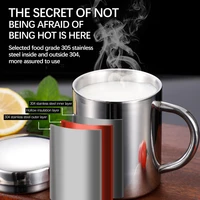 double layer coffee cup with lid 304 stainless steel beer mug tea cups drinking glasses anti hot thermal mug water mugs