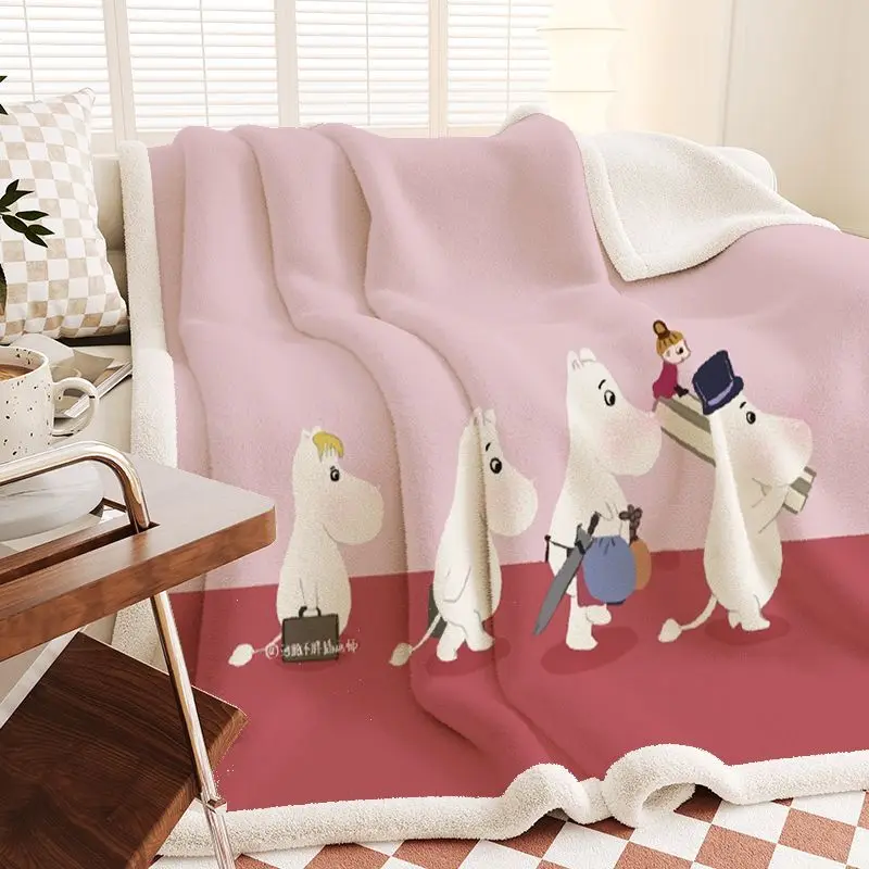 Фото Плотное теплое одеяло Moomin: мягкий плед для офиса, дневного сна, осени и зимы, утолщенное одеяло для повседневного использования №2
