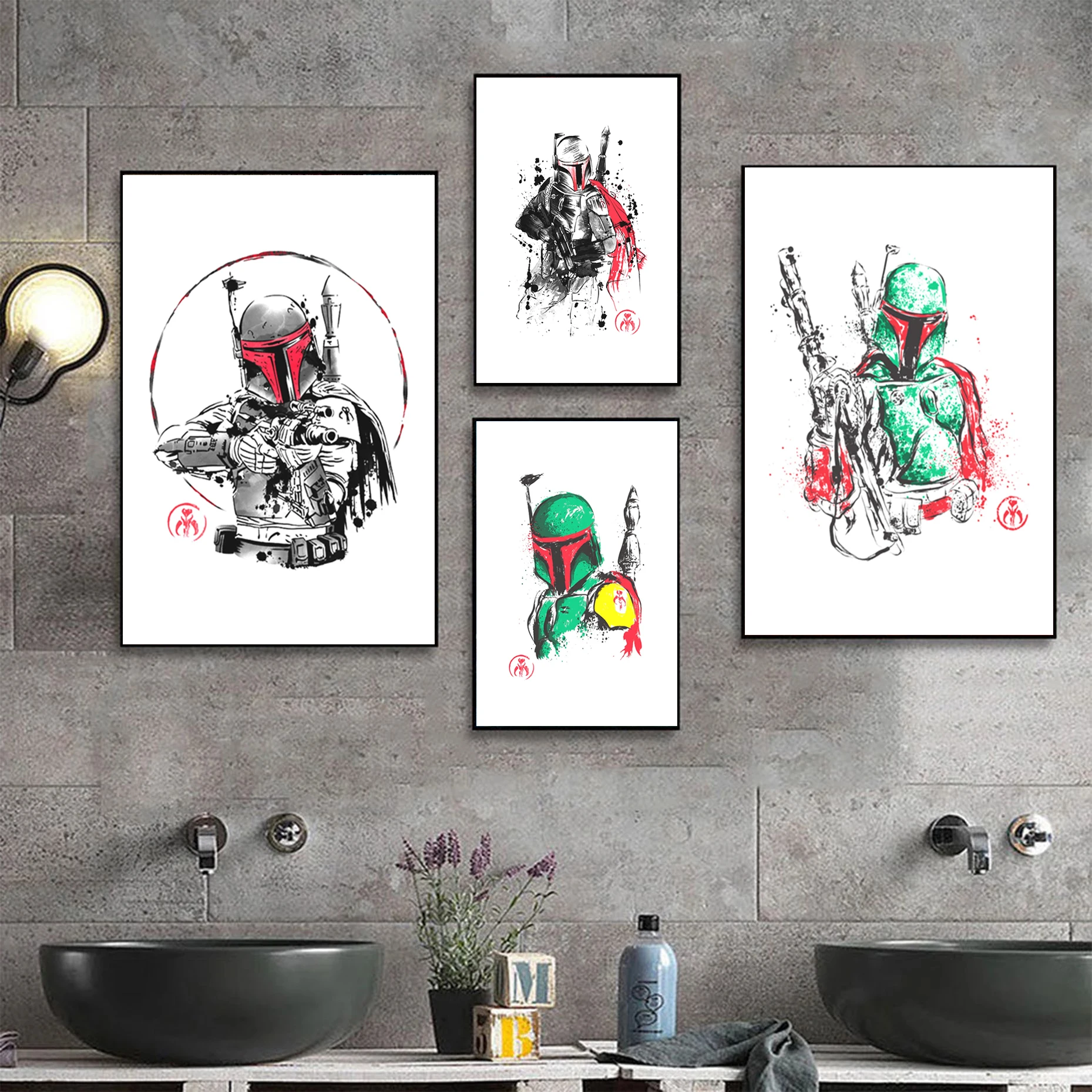 

Disney Звездные войны Boba Fett акварельный плакат и фотообои искусство картина гостиная дети спальня домашний декор