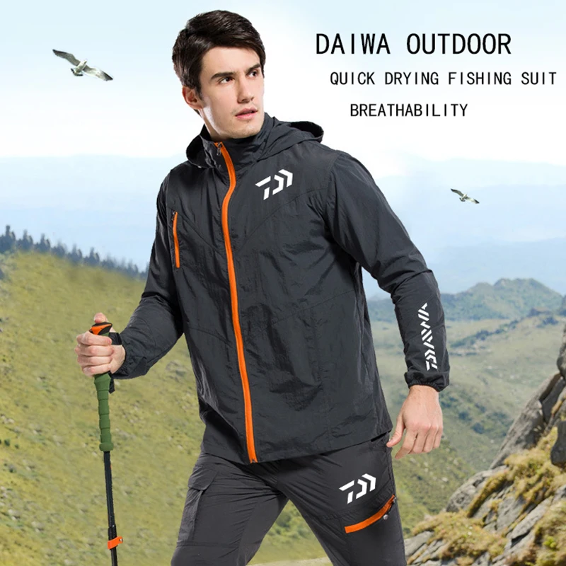

Daiwa for Spring Autumn Men Outdoor Sun Protection Quick Drying Fishing Suit Hike Jacket+Pant Sport Breathable Fishing Clothes