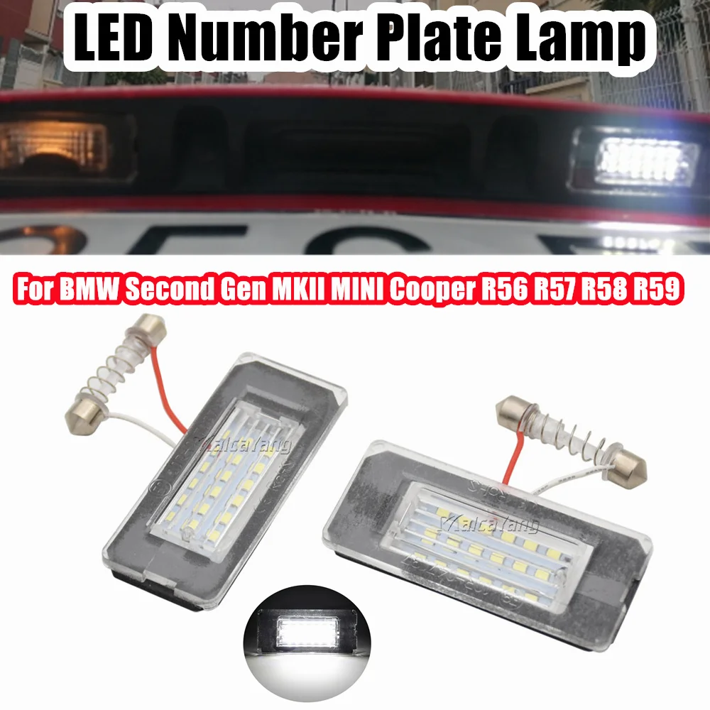 

2Pcs CanBus No Error LED License Plate Light For BMW Mini Cooper R56 R57 R58 R59 Error Free Bright White Number lamp