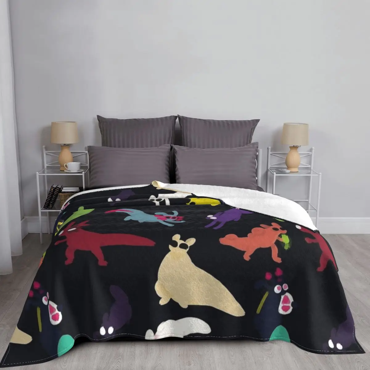 Игровое одеяло с рисунком Rain World Slugcats фланелевое осенне-зимнее портативное