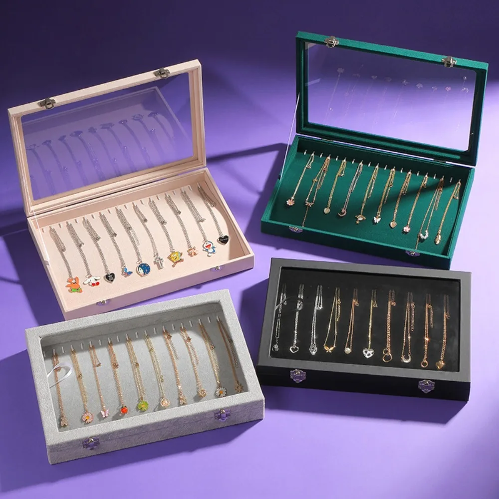 Бархатная бархатная коробка для ожерелья Пыленепроницаемая квадратная высокой