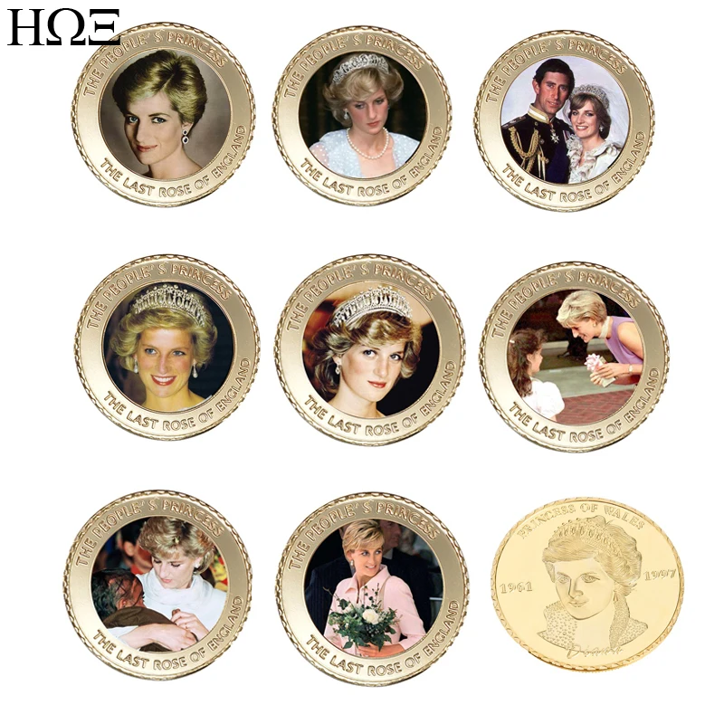 

Princess Diana Challenge Coin Gilded Crafts Britain's Last Rose Commemorative Coin Decorative Coin Collection Gift