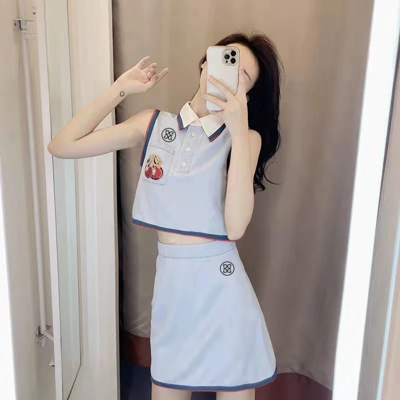 2023Summer Golf Wear Women Utaa Golf Suit Golf Skirt Sleeveless 2-piece Tennis Sports Suit Women's Golf Wear Malbon Golf T-shirt