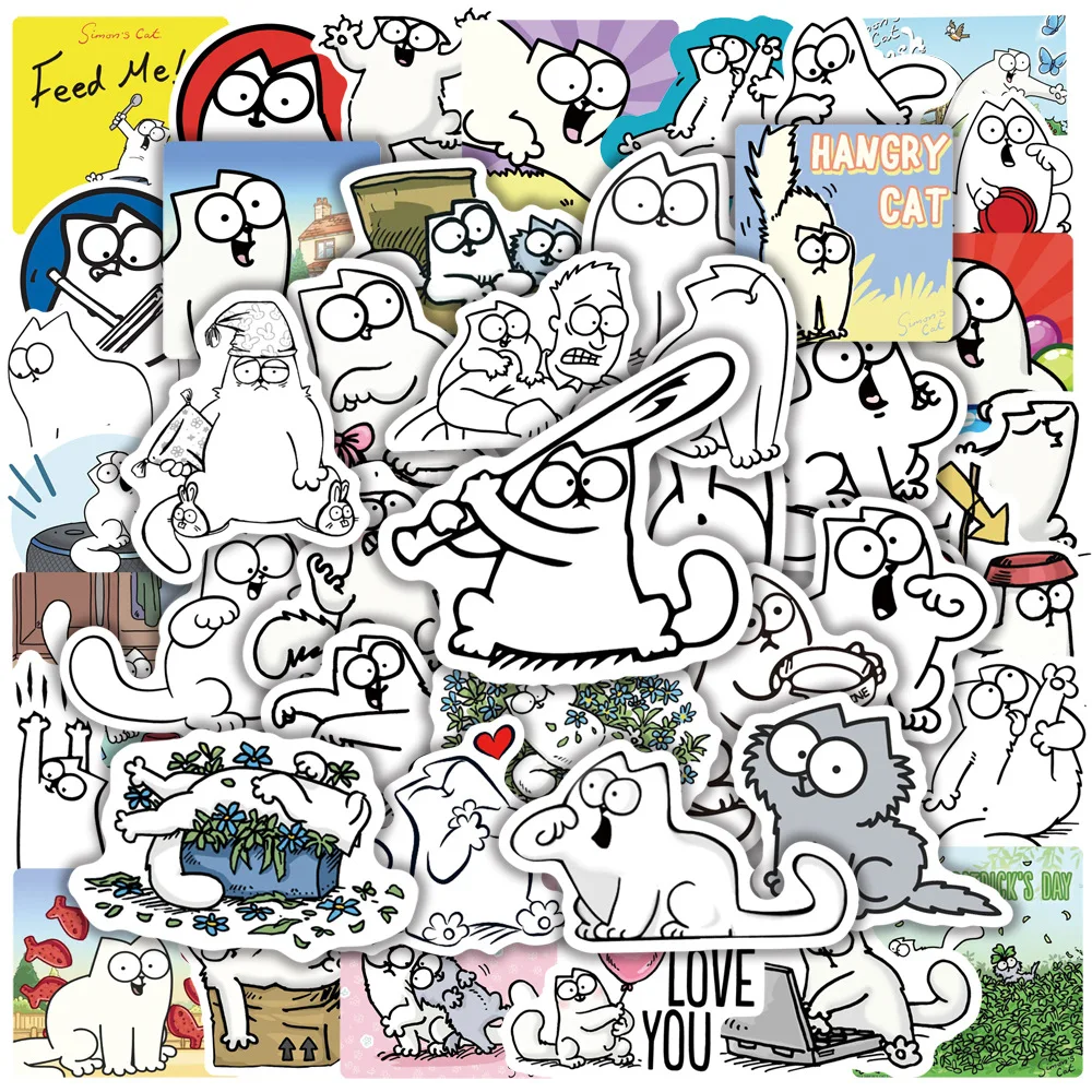

62PCS Simon Cat Anime Cute Graffiti Stickers Water Cup Suitcase Notebook Scooter Waterproof Decoration