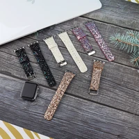 2021 leather strap for apple watch 38mm 40mm women bling diamond 42mm 44mm genuine shiny glitter band iwatch series 6 5 4 3 2 1