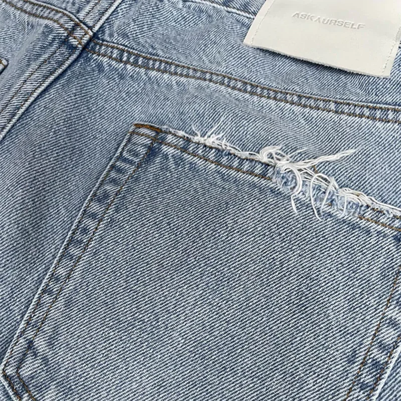 ASKYURSELF Jeans Washed Patchwork Men Women 1:1 Askyurself Casual Jeans Trouser