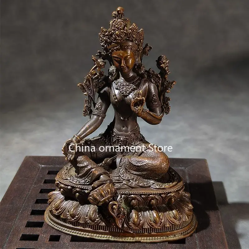 Ретро Зеленая Тара Будда Сплав Орнамент Настольный Дом Предложение Статуя