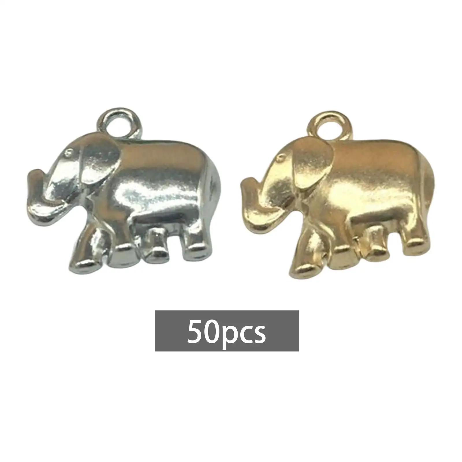 50Pcs Elephant Charms DIY Jewelry Making with 3mm Hole 1.85Cmx1.9cm Alloy Pendants for Necklace Bracelet Clothing Craft Project