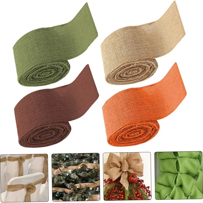 Искусственная льняная режущая лента праздничная из мешковины декоративная для