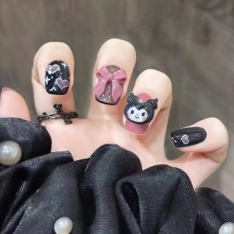 Kawaii аниме мультфильм одежда ногтей 3D милая Kuromi My Melody ногти готовый дизайн