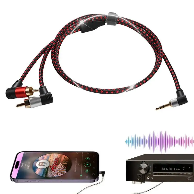 

Universal Double Elbow Cable 3.5mm Jack Stereo Audio Cable Female To 2 Male Socket To Headphone 3.5 Y Adapter For DVD Amplifiers