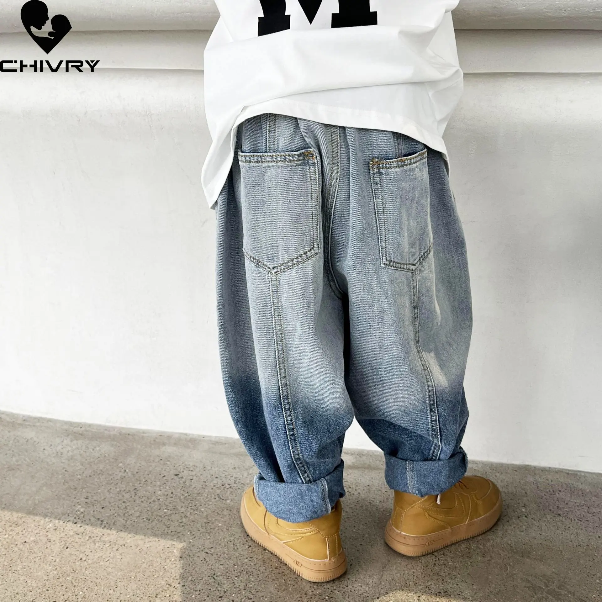 

New 2023 Kids Fashion Jeans Pants Boys Classic Denim Gradient Long Trousers Baby Jeans Spring Autumn Clothing for 2-8 Years