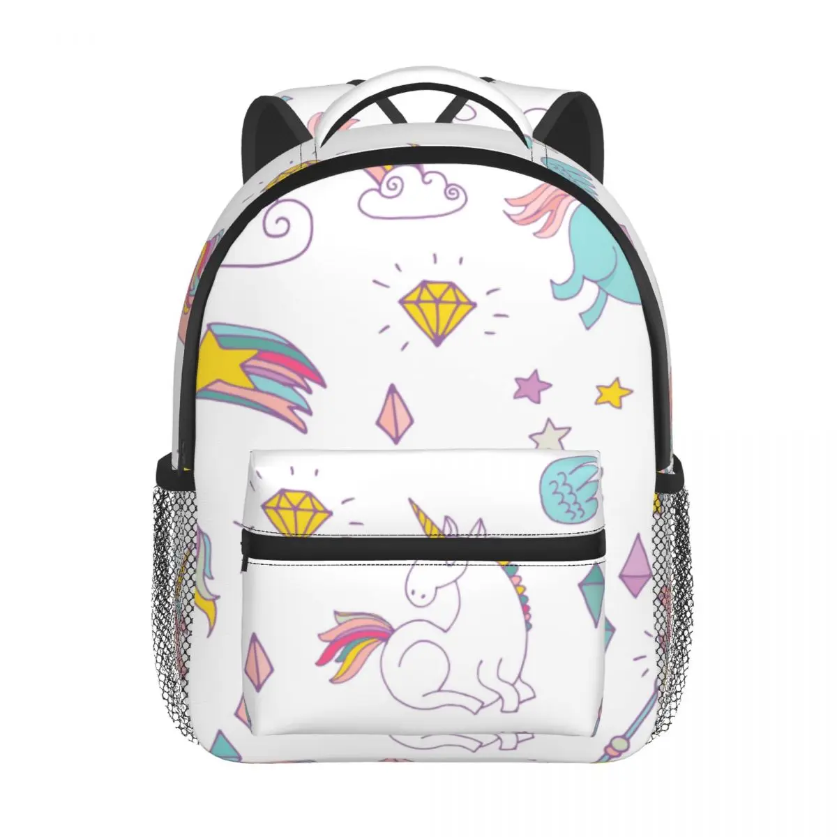 Hand Drawn Unicorn Pattern Kids Backpack Toddler School Bag Kindergarten Mochila for Boys Girls 2-5 Years