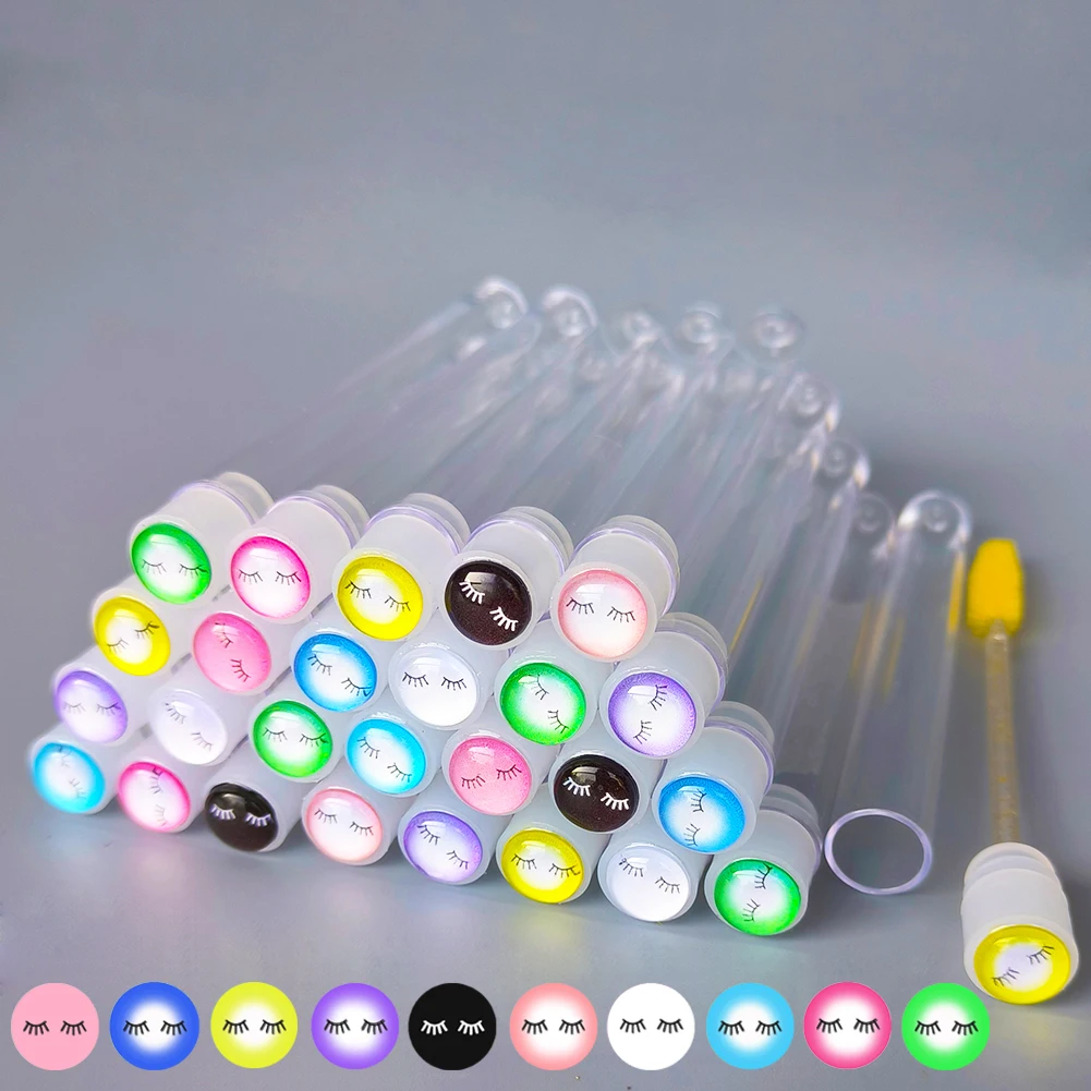 50pcs Reusable Eyebrow Brush Tube Makeup Brushes Mascara Wand Separate Tube Crystal Eyelash brush  Eyelash Extension Tools